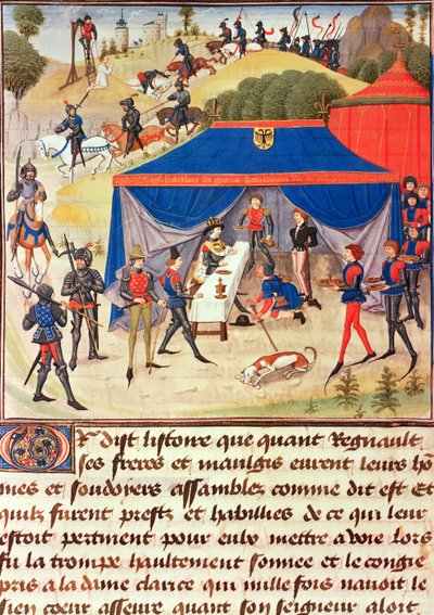 Renaud de Montauban und Karl der Große (742-814), aus dem Renaud de Montauban Zyklus von Loyset Liedet